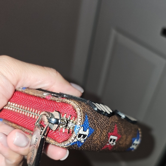 Karl Lagerfeld Brown and Red Card Holder - Picture 4 of 7